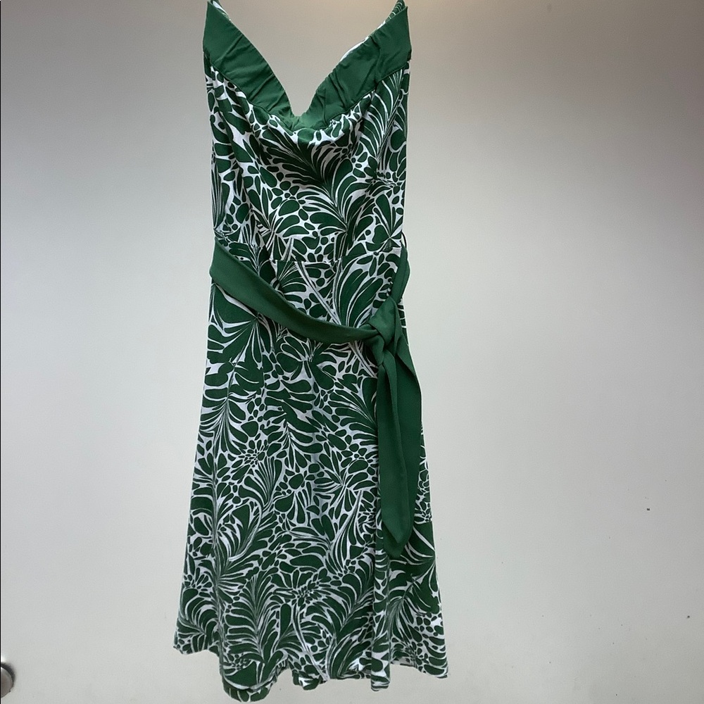 Summery Strapless Green & White Dress